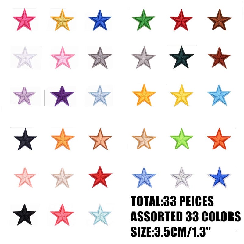 MSCFTFB 33 Pieces Assorted Colors Small 5 Star Iron on Patches Sew Embroidered Patches Appliques Embellishments for Clothing Jackets Backpack Repairing Decorations (Gold) - Image 4